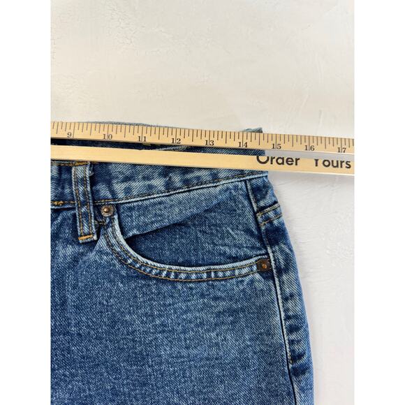 Vintage l.e.i. Jeans 11 Cropped Denim Boho Floral Patch Cuff Y2K Style patchwork - Picture 4 of 11